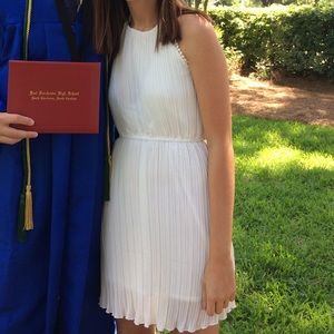 White pleated mini dress